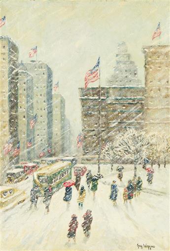 GUY C. WIGGINS (1883-1962) Fifth Avenue, New York, in Snow.